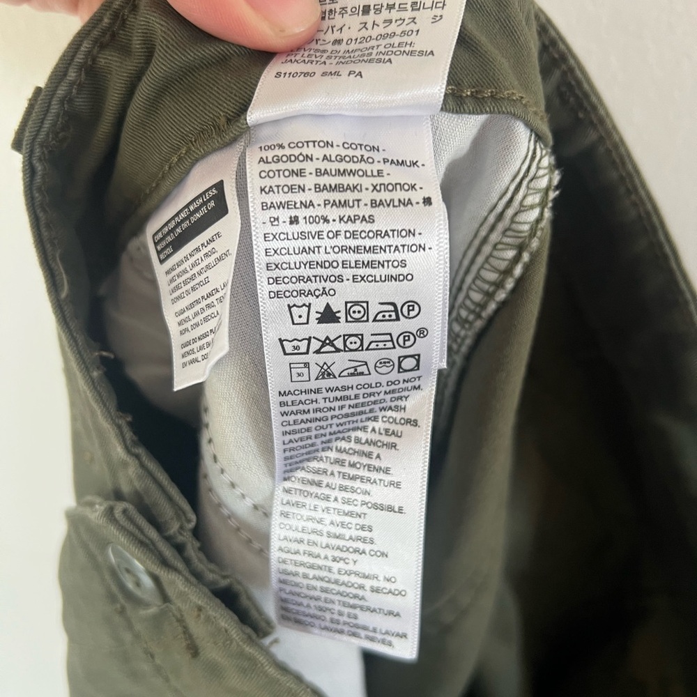 Levi’s ’94 Baggy Army Green Cotton Twill Cargo Jogger‎ Utility Pants Size 27 - Picture 12 of 13